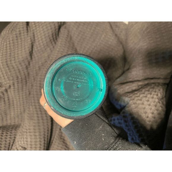 ☀️ Starbucks 2013 Green Sparkle Travel Plastic Coffee Tumbler 16oz Gold Hot Cold - Picture 2 of 7